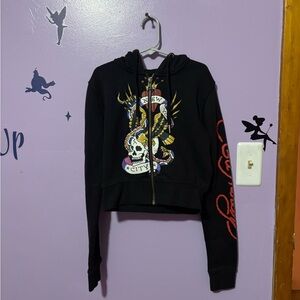 Ed Hardy kids Black Hoodie with Skull and Wings Design